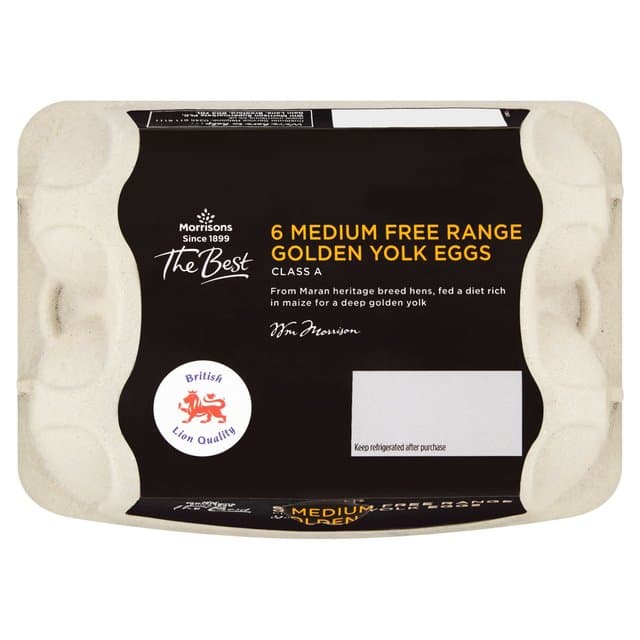 Morrisons 6 Medium Free Range Golden Yolk Eggs